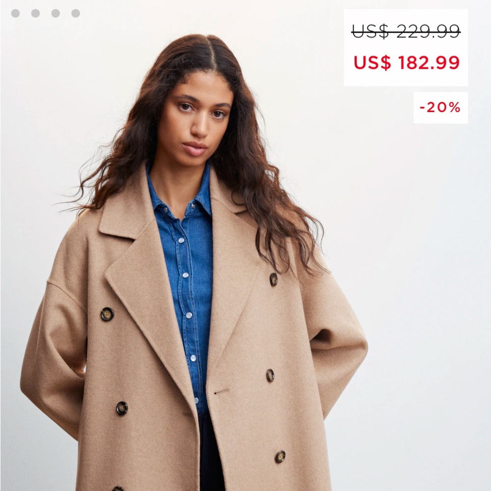 MANGO oversized wool coat - large